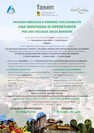 VACANZE E ATTIVITÀ PER PERSONE CON DISABILITÀ > IL FASEN A SOSTEGNO DELLE FAMIGLIE